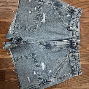 Distressed Gray Denim Shorts